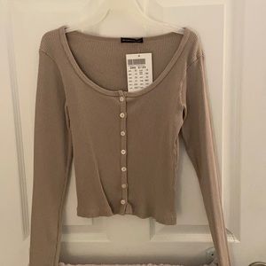 Brown brandy melville button up sweater